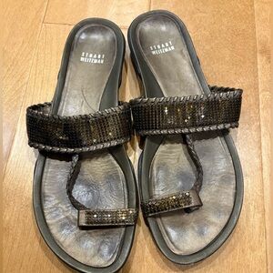Stuart Whitman thong  sandals flats brown sparkly sz 11